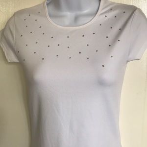 One step up , white top .size S , shorts sleeves nice details